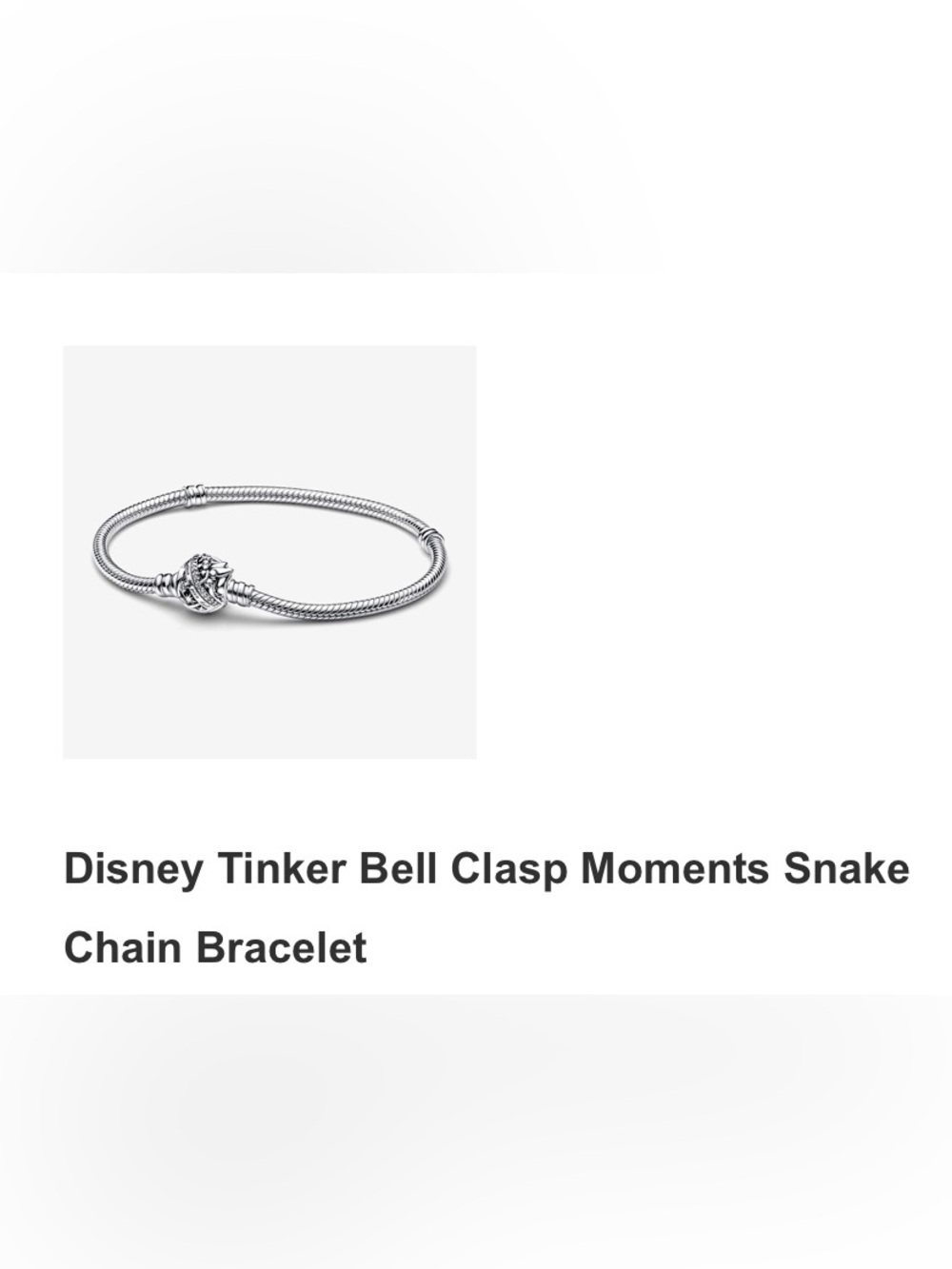 7.1” Pandora Bracelet with Tinkerbell Clasp - Picture 2 of 3